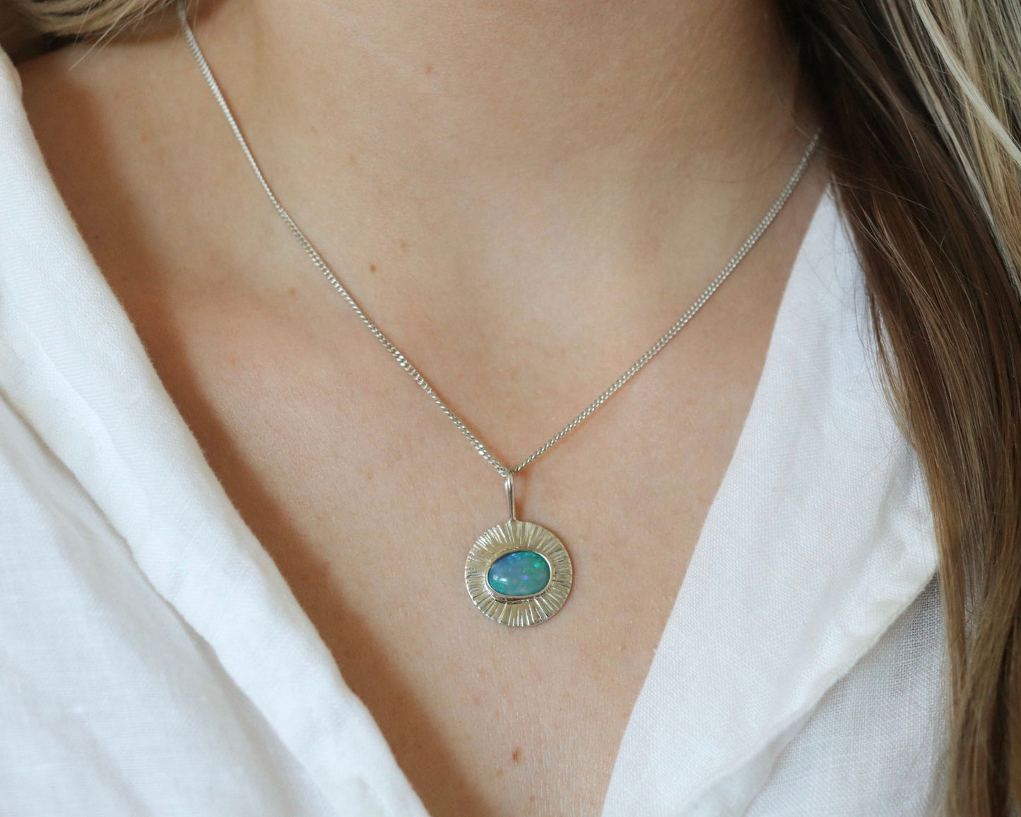 Stirling Silver Australian Opal Pendant