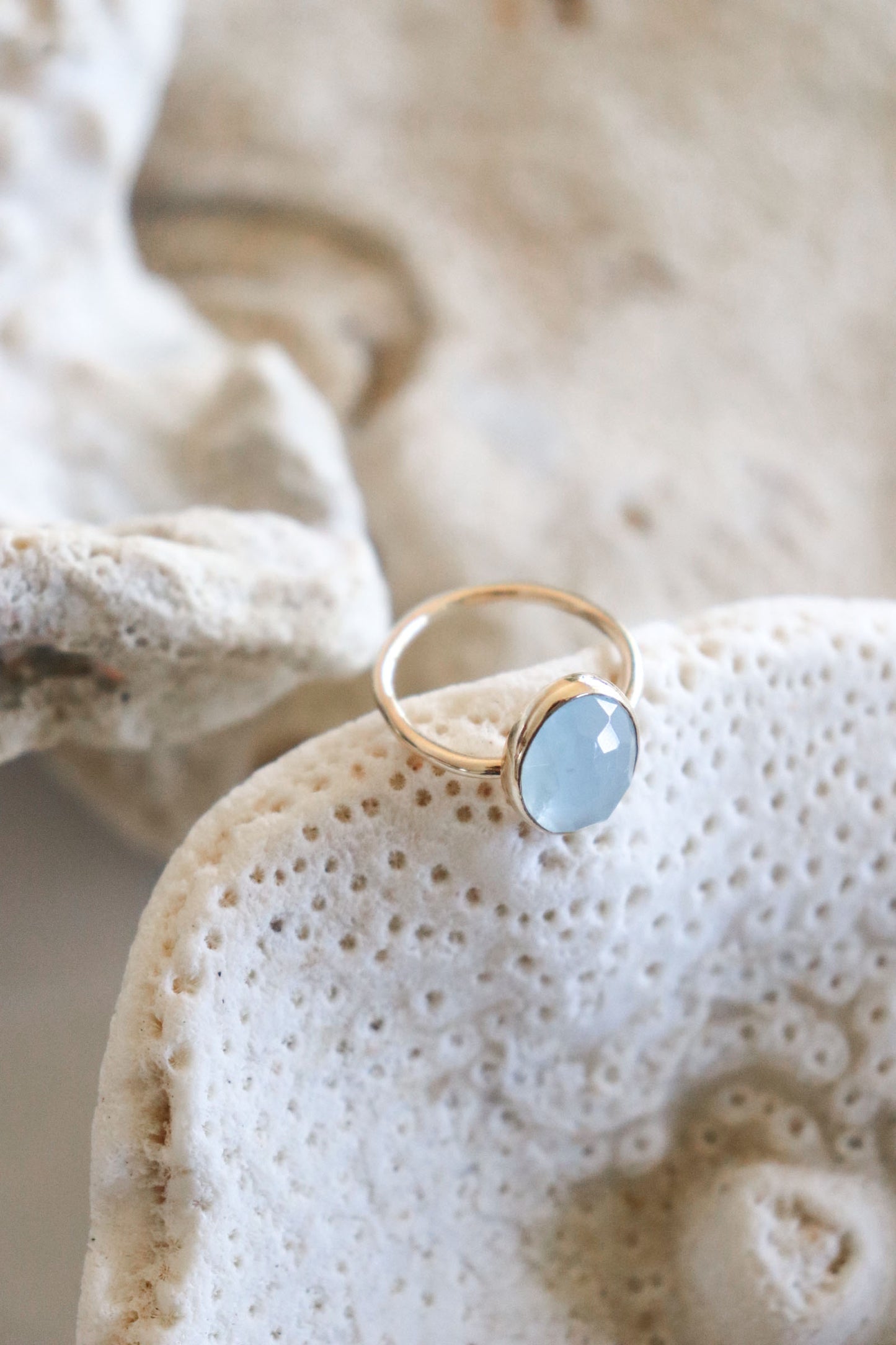 Solid Gold Aquamarine Ring