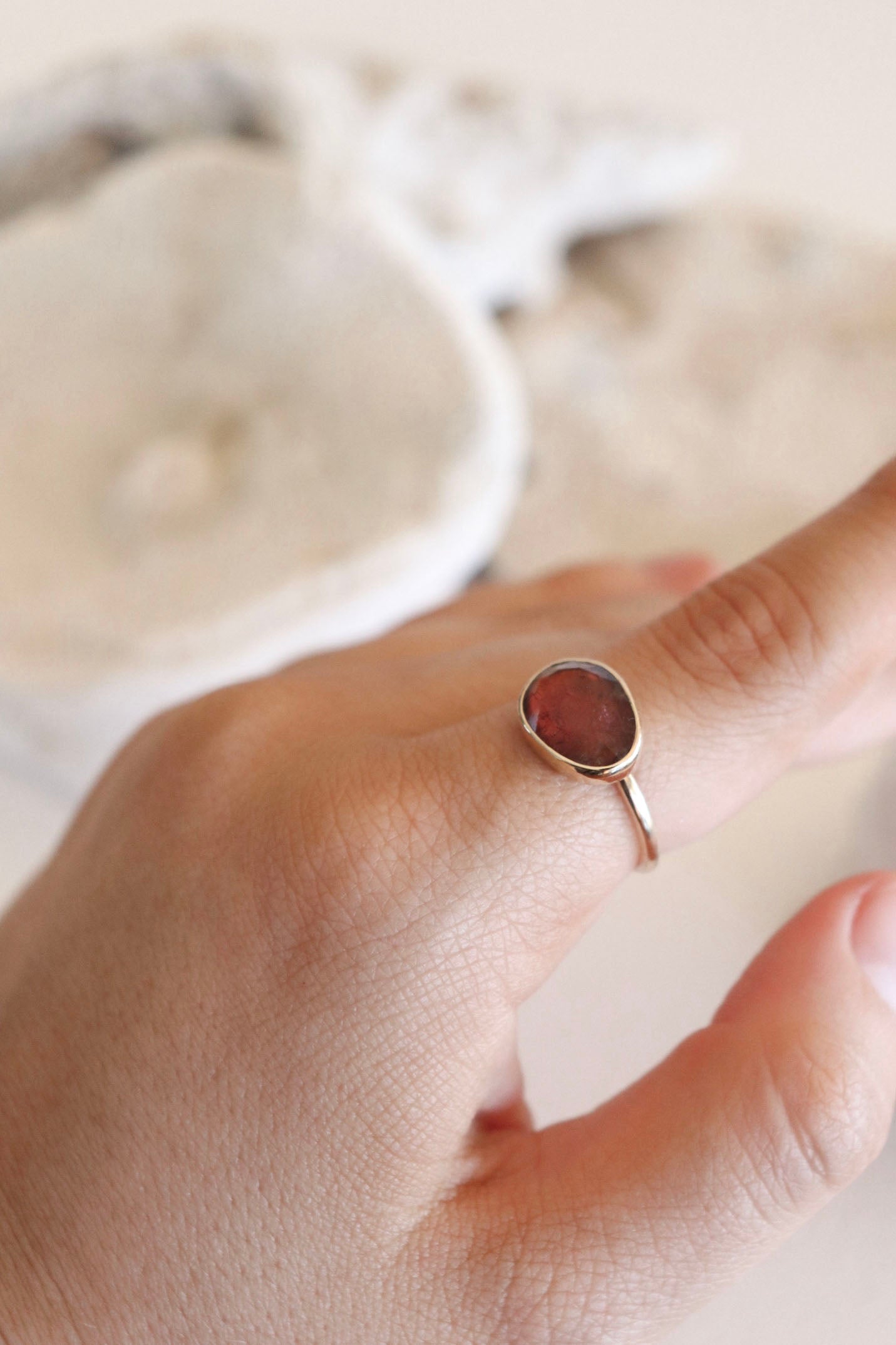 Solid Gold East West Tourmaline Ring