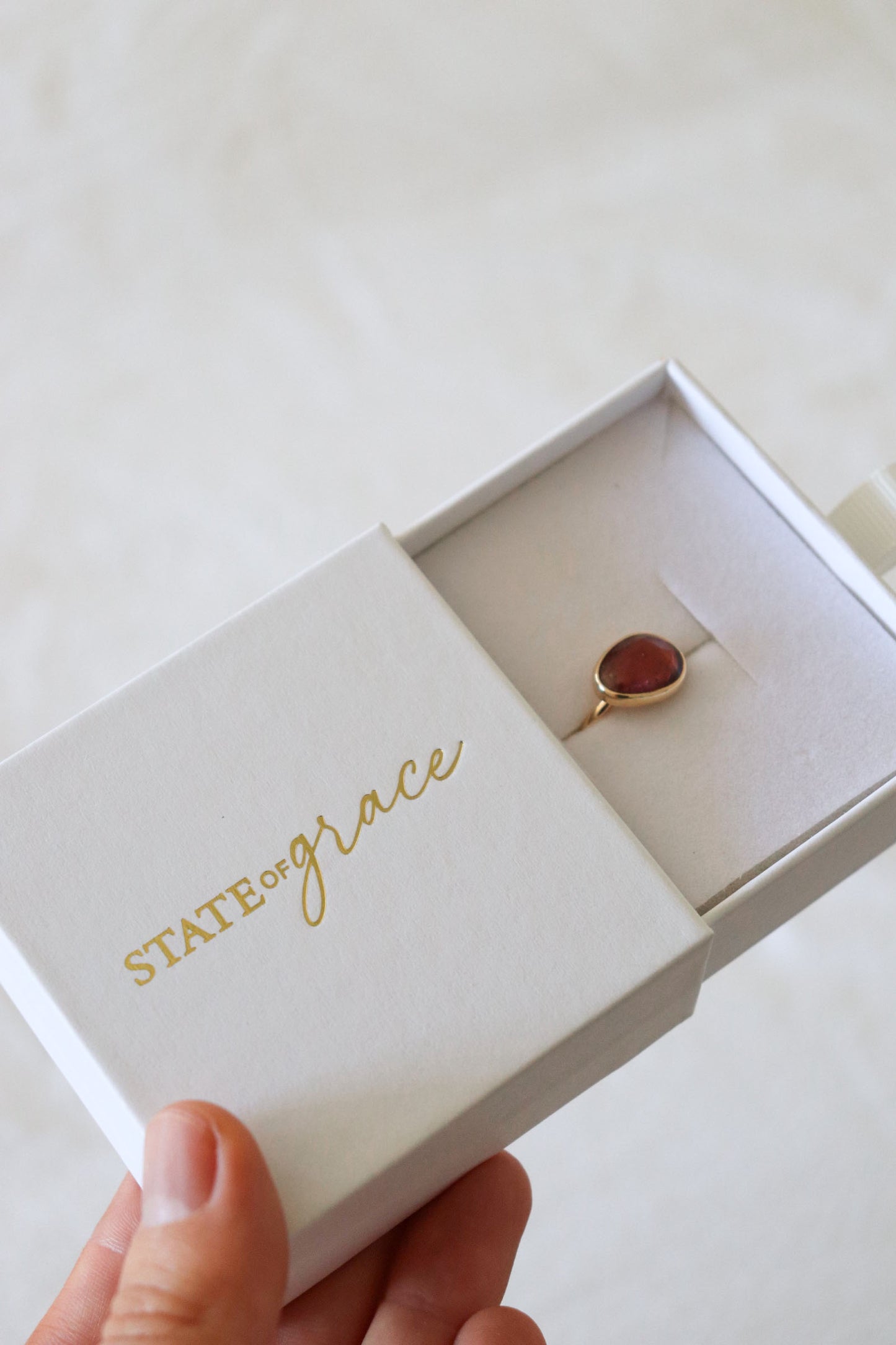 Solid Gold East West Tourmaline Ring