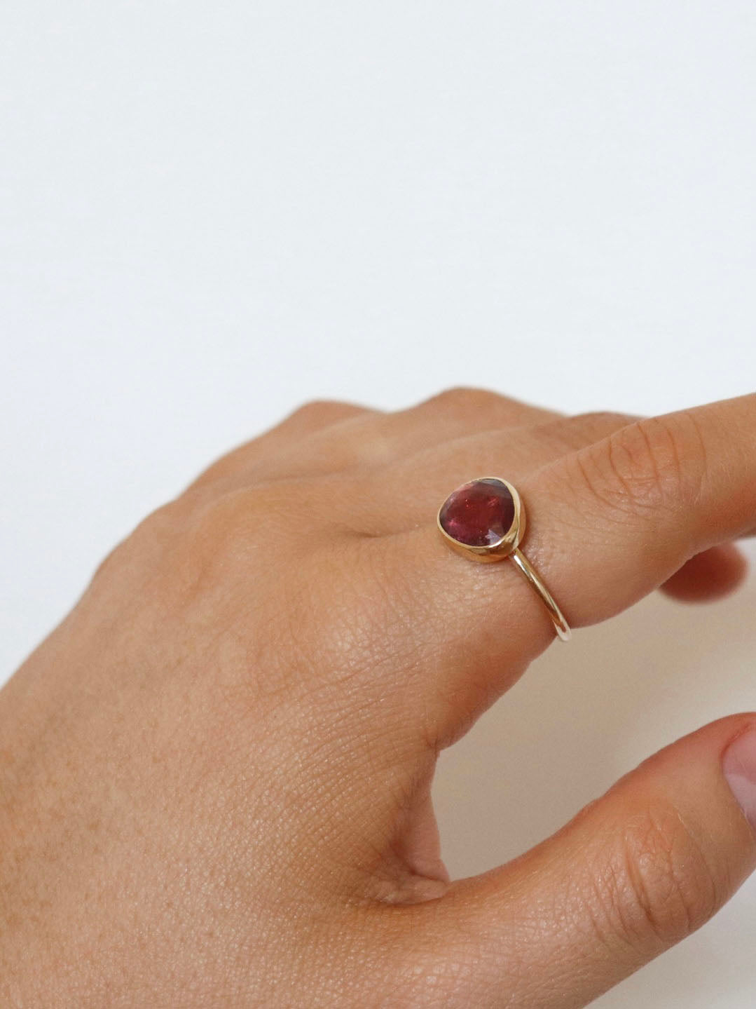 Solid Gold East West Tourmaline Ring