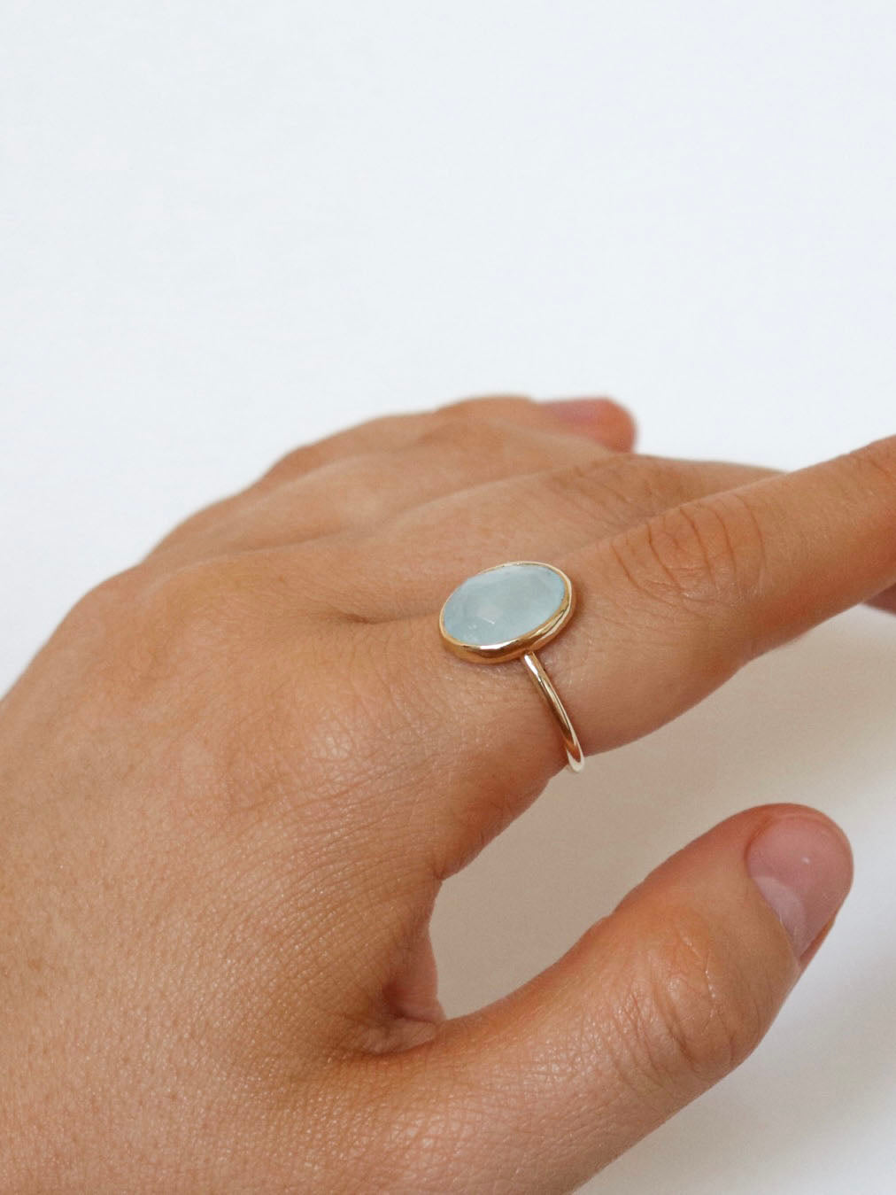 Solid Gold Aquamarine Ring