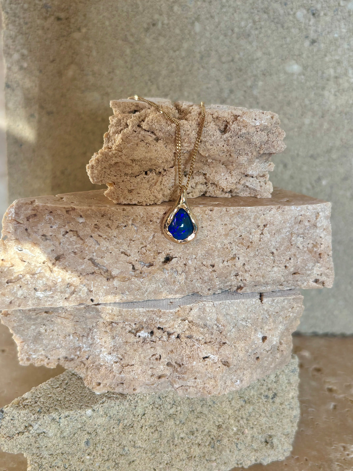 Black Australian Opal Molten Pendant