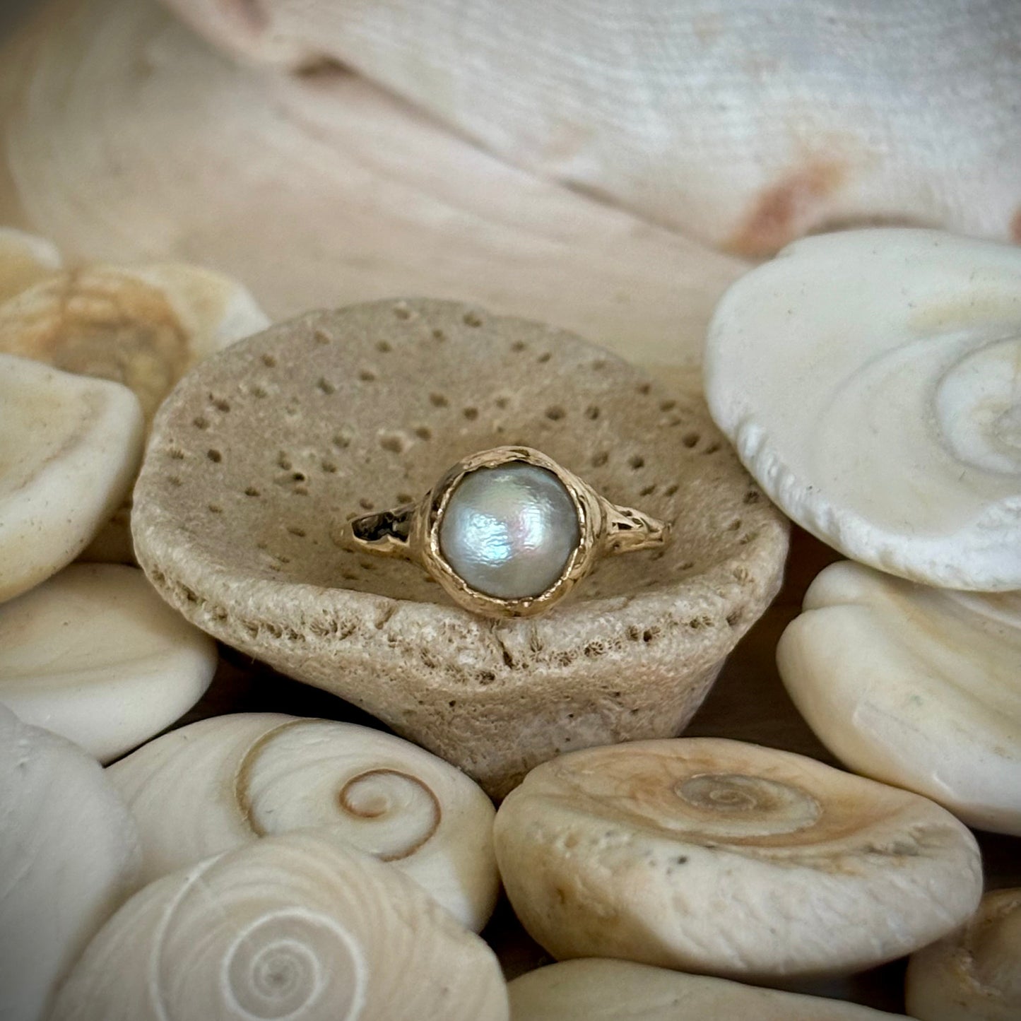 Molten Sunken Treasure Pearl Ring
