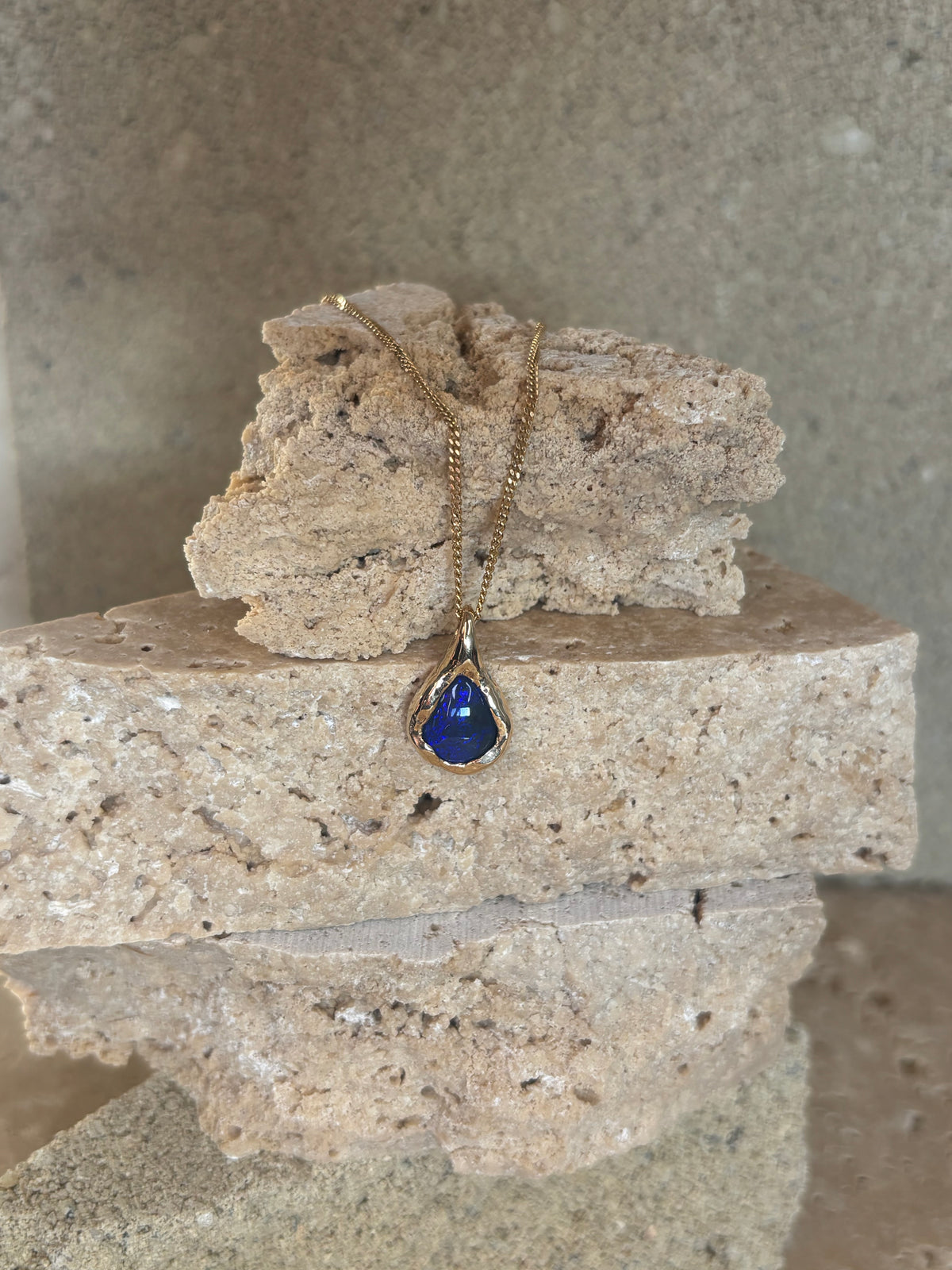 Black Australian Opal Molten Pendant