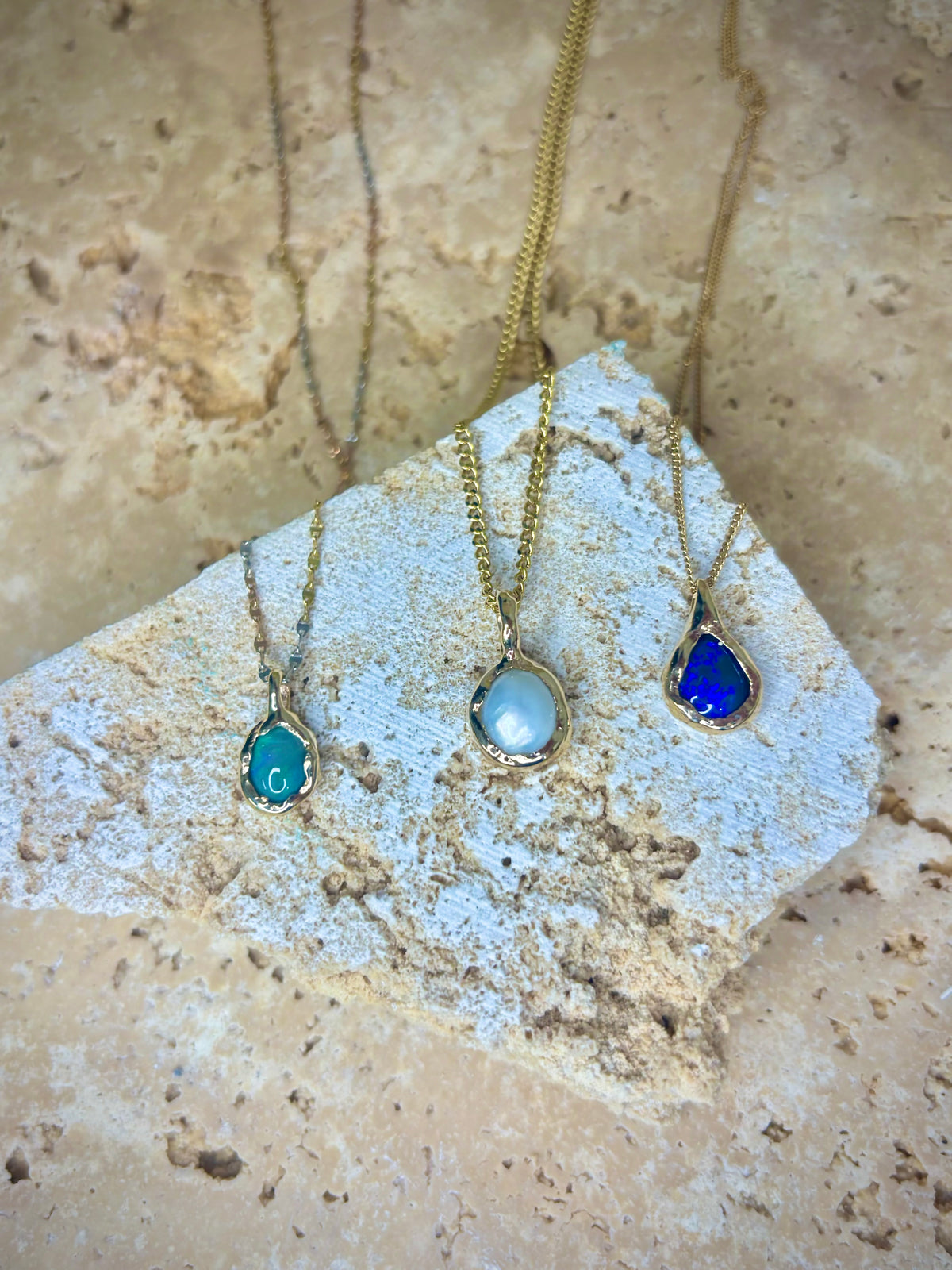 Black Australian Opal Molten Pendant