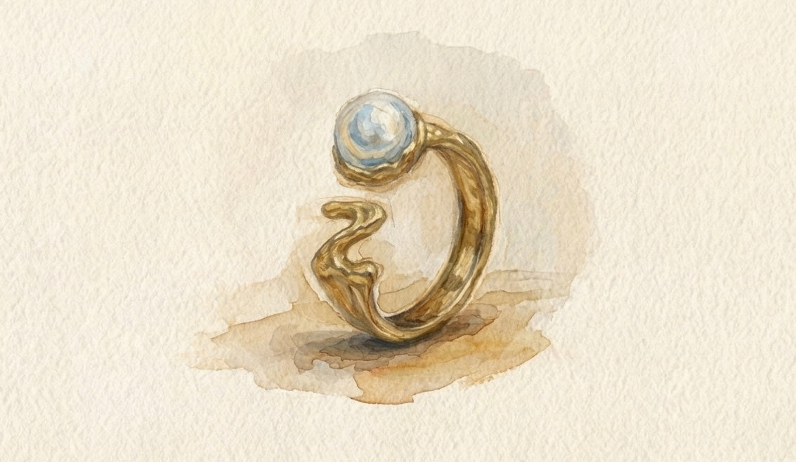 Molten Pearl Initial Ring